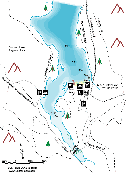 Map of Buntzen Lake - South