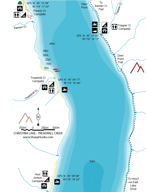 Map of Christina Lake - Treadmill Creek