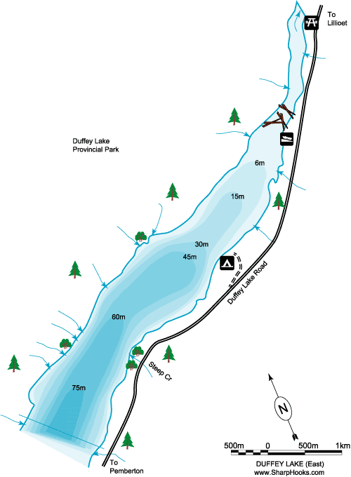 Map of Duffey Lake - East