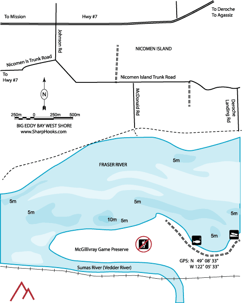 Map of Fraser - Big Eddy Bay West Shore