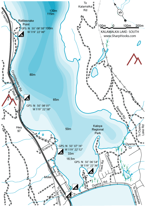 Map of Kalamalka Lake - South
