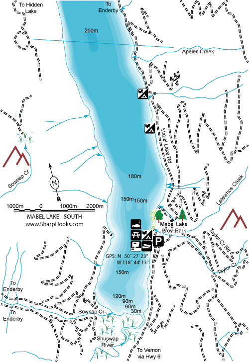 Map of Mabel Lake - South