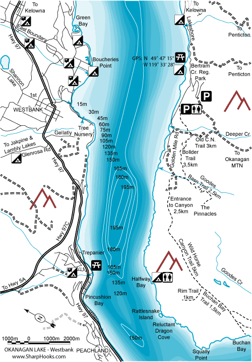 Map of Okanagan Lake - Westbank
