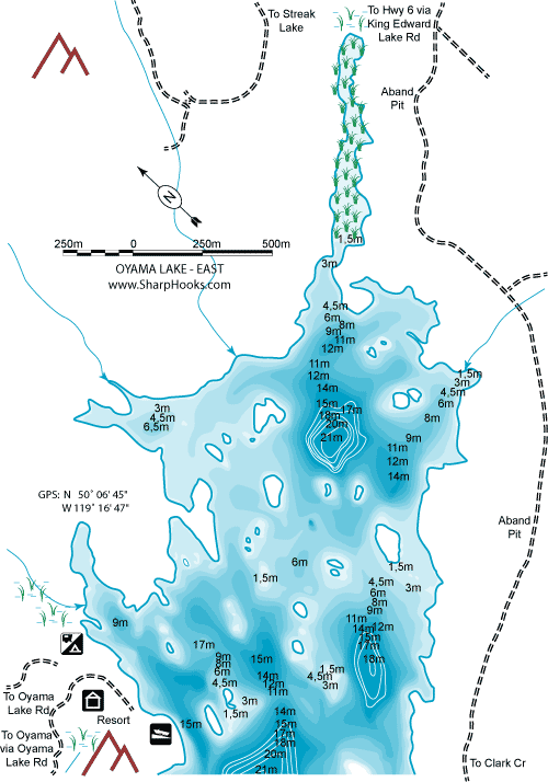 Map of Oyama Lake - East