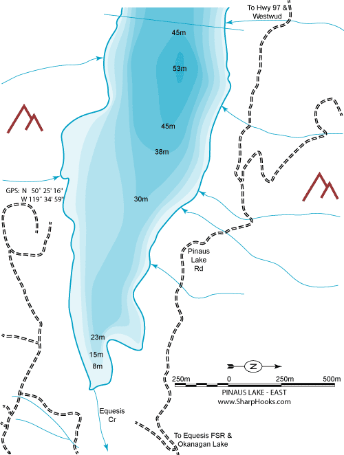 Map of Pinaus Lake - East