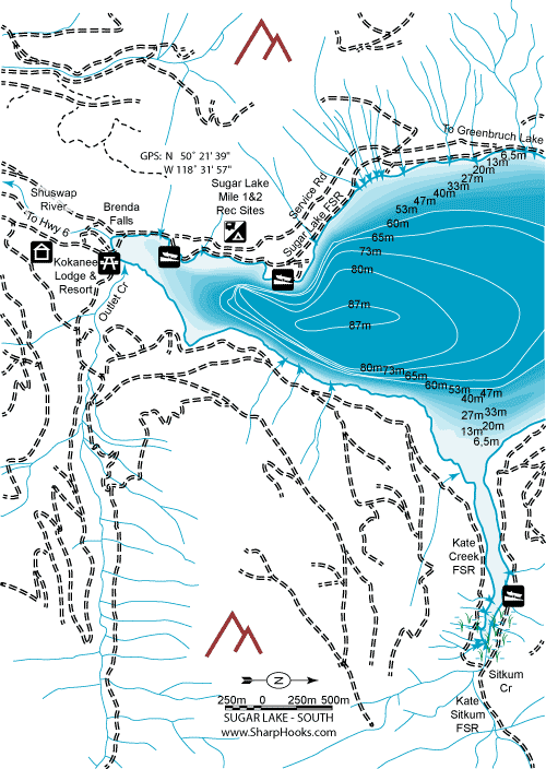 Map of Sugar Lake - South