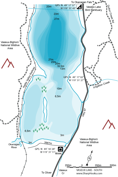 Map of Vaseux Lake - South