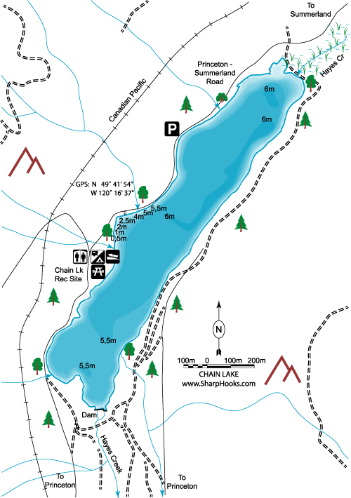 Map of Chain Lake (Princeton)