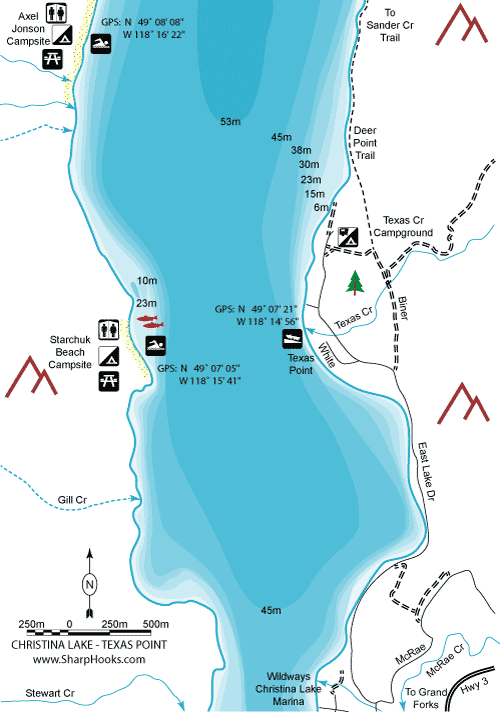 Map of Christina Lake - Texas Point