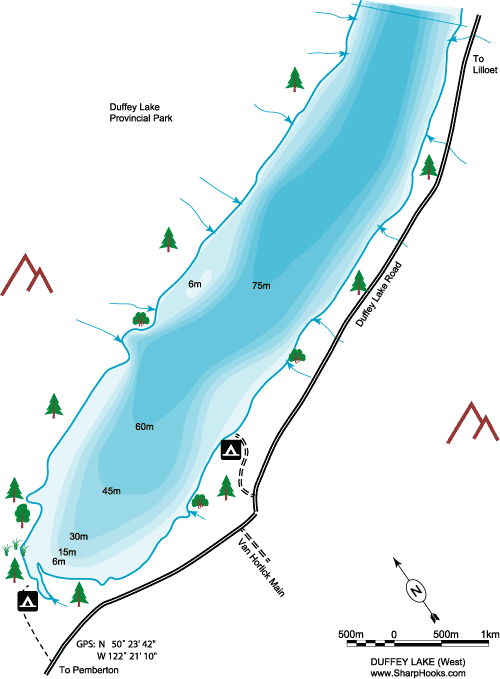 Map of Duffey Lake - West