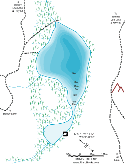 Map of Harvey Hall Lake