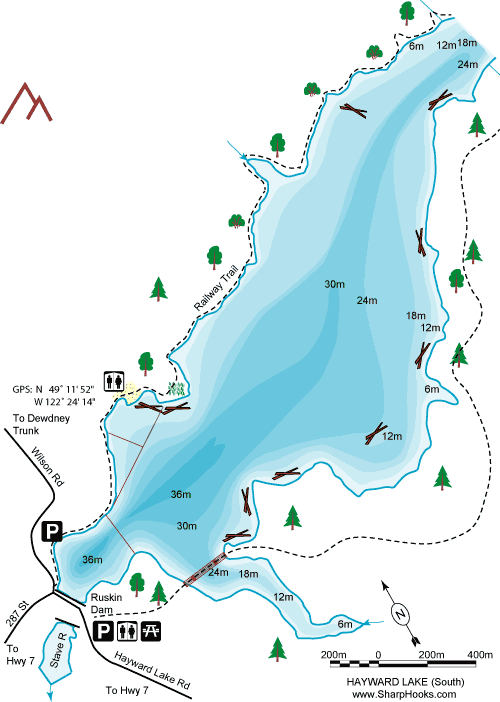 Map of Hayward Lake - South