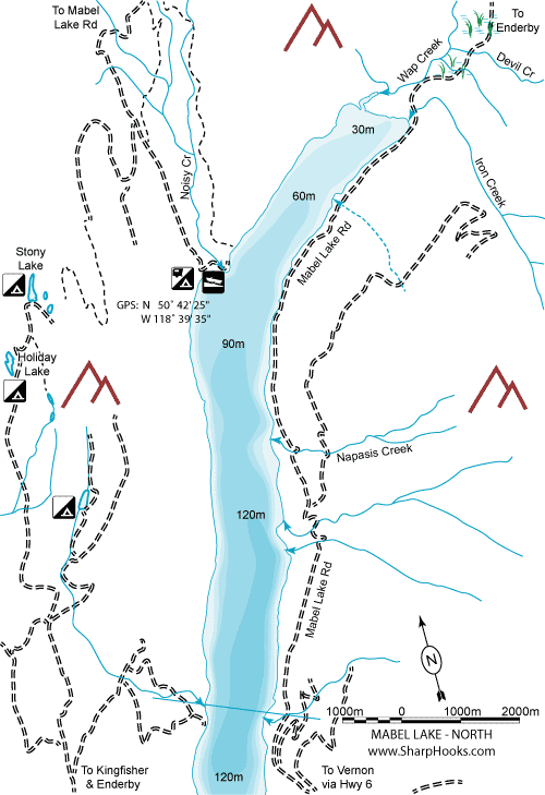 Map of Mabel Lake - North