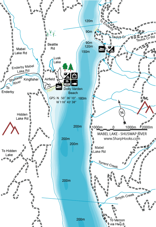 Map of Mabel Lake - Shuswap River