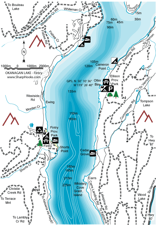 Map of Okanagan Lake - Fintry