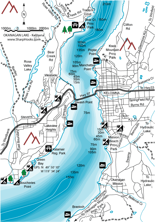 Map of Okanagan Lake - Kelowna