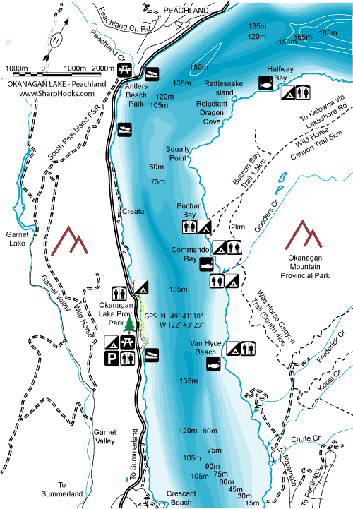 Map of Okanagan Lake - Peachland