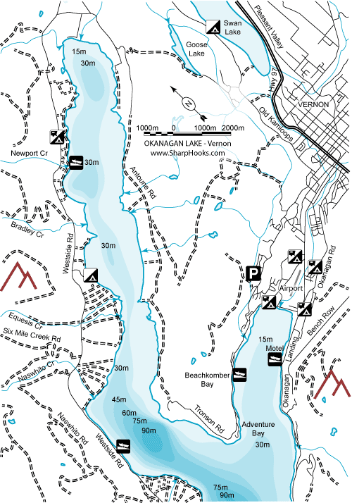 Map of Okanagan Lake - Vernon