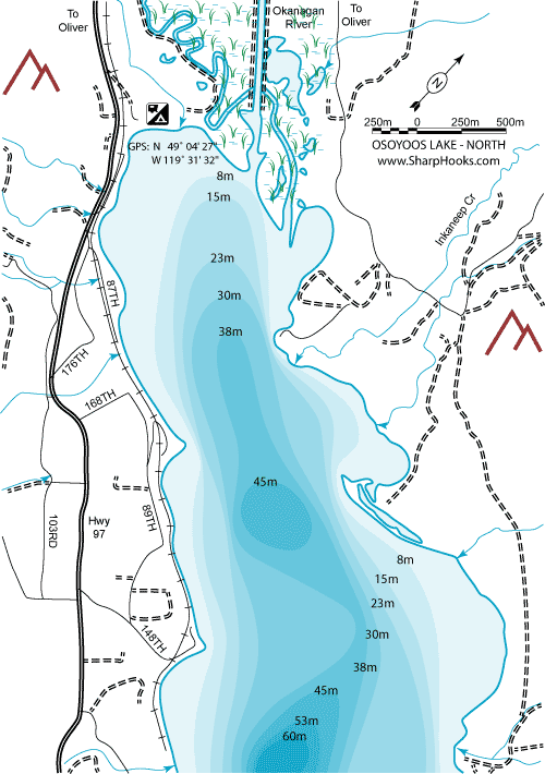 Map of Osoyoos Lake - North