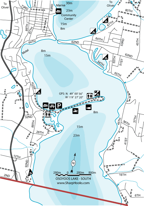 Map of Osoyoos Lake - South