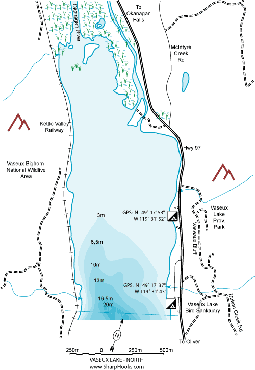 Map of Vaseux Lake - North