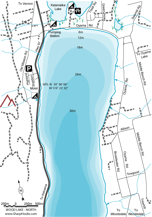 Map of Wood (Westwold) Lake - North